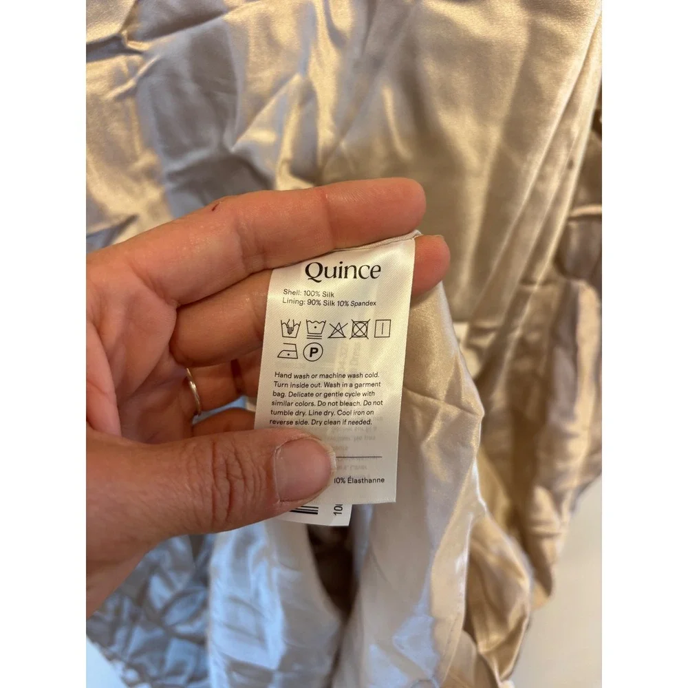 NWT Quince 100% Washable Silk Strapless Midi Dress Champagne Small - Picture 7 of 8